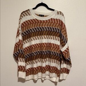 Autumn Striped Sweater - Brown and Cream